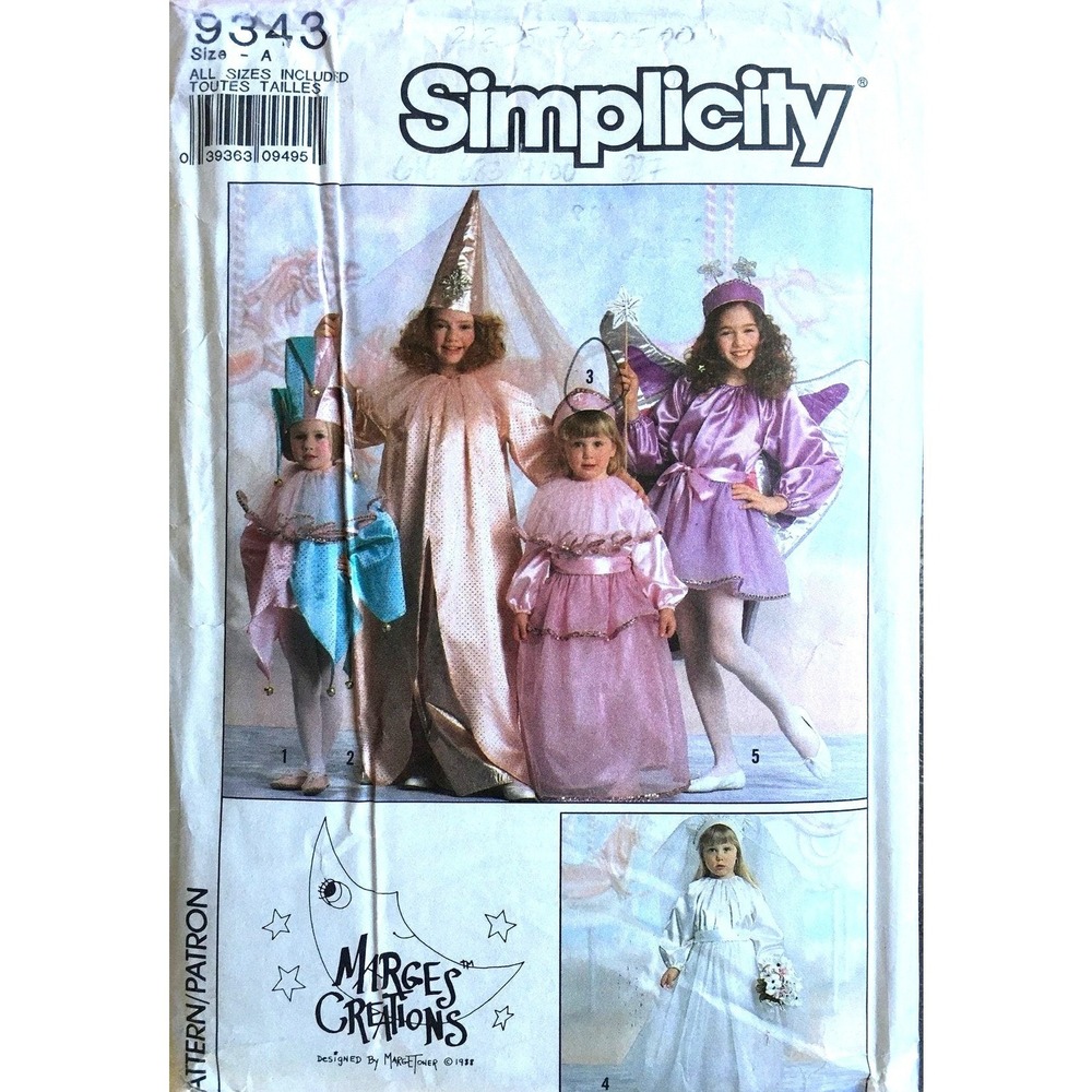 Simplicity Sewing Pattern 9343 Costume Jester Princess Bride Fairy Girls S-XL